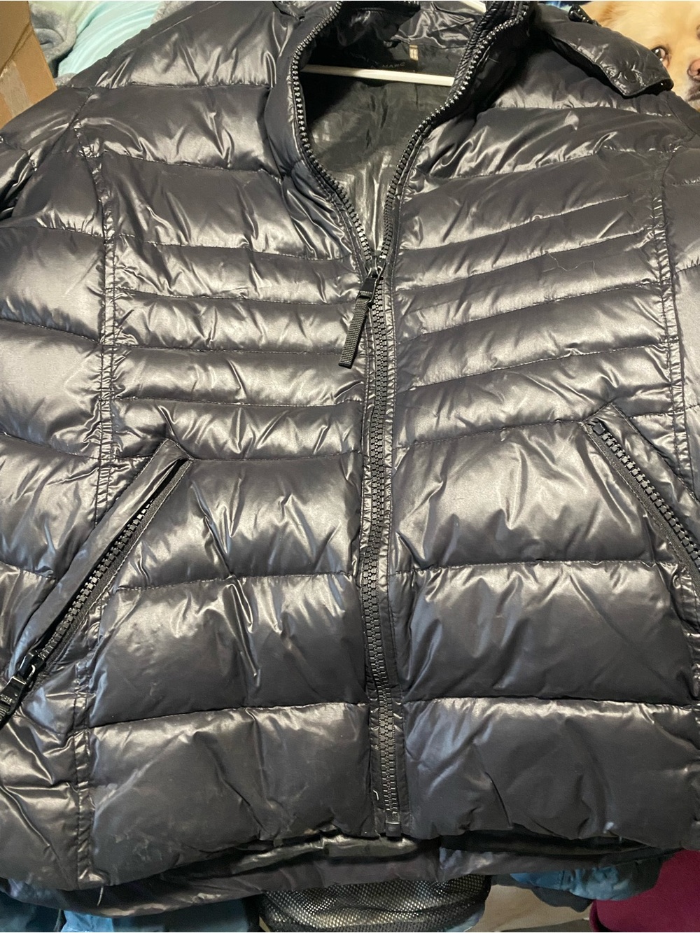 Andrew Marc Black Quilted Shiny Puffer Jacket